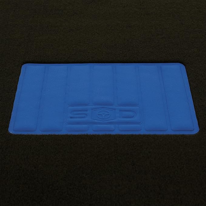 Universal Car Mats Rubber Tread Blue Trim Anti Slip Washable Front 45x65cm Rear 44x33cm