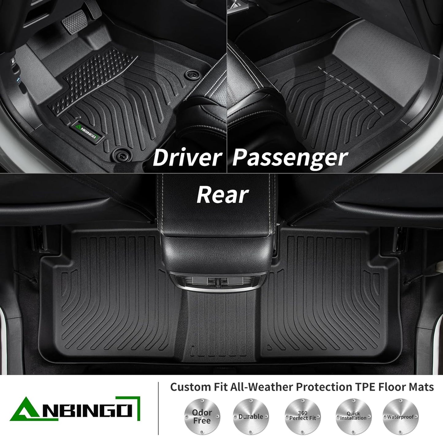 ANBINGO-Floor Mats & Cargo Liner Custom for BMW X1 2025 2024 2023 Full Set Car Floor Liners Fits BMW X1 All Weather Mats for X1 Accessories-Black