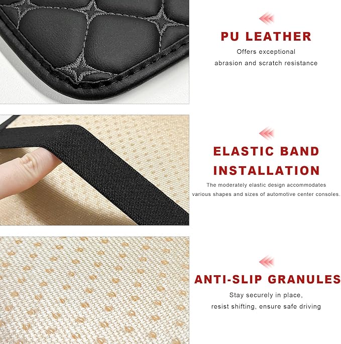 Car Center Console Cushion Pad, Anti-Scratch PU Leather Auto Armrest Seat Box Protector, Waterproof Arm Rest Protection Cover Interior Decoration for SUV Sedan Truck (Gray)
