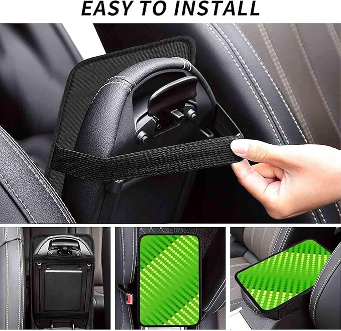 Satin Dots - Shades of Lime Green Universal Center Console Armrest Cover Pad Car Armrest Protector for Most Cars, Suvs & Trucks, Cushion with Easy Installation