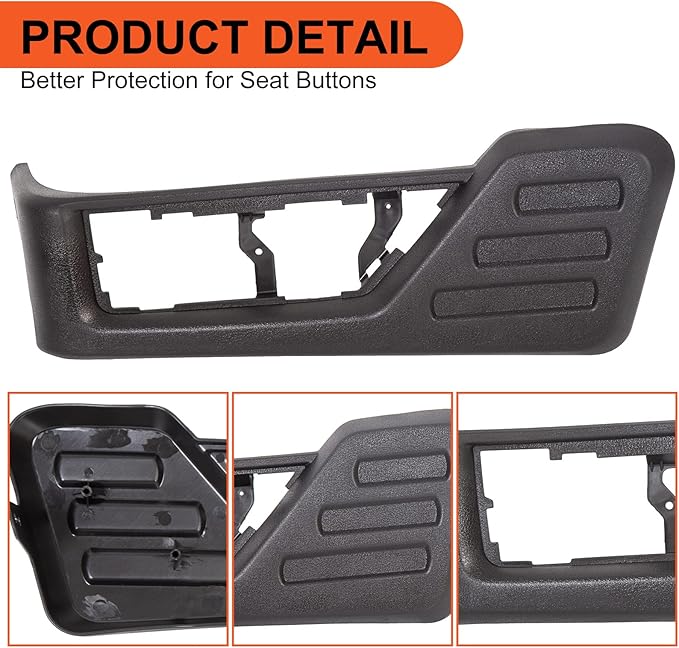 ECOTRIC Black Front Driver Seat Cushion Panel Trim Compatible with 2008-2010 Ford F250 F350 F450 F550 Super Duty Replacement for 8C3Z-2562187-CB