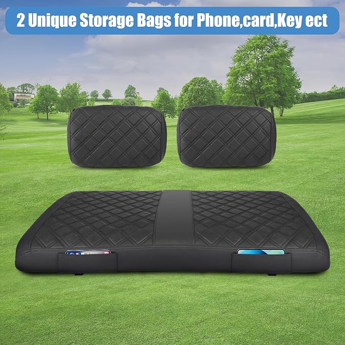 MOSNAI Golf Cart Seat Cover for Yamaha G22 G19 G16 G9 G2, Golf Cart Front Seat Cover Fit OEM Ordinary Seat Cushion, Concave and Convex Design Appearance, Thick Vinyl Leather Comfortable/Breathable