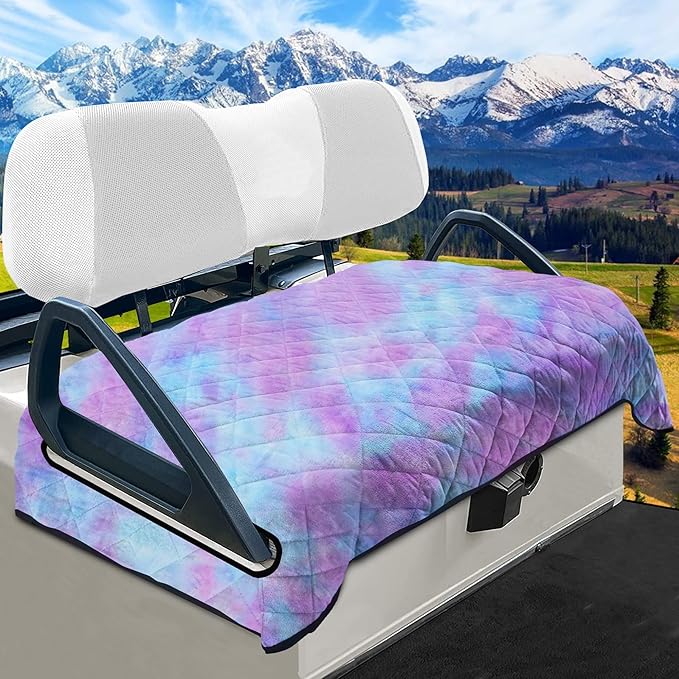 YOKYHOM Golf Cart Seat Covers for 2 & 4 Passenger Carts, Thick Short Plush with Non-Slip Backing, Ultra Soft Seat Towel Blanket, Fits EZGO, Club Car, Yamaha, 51"x30.5", Blue Purple
