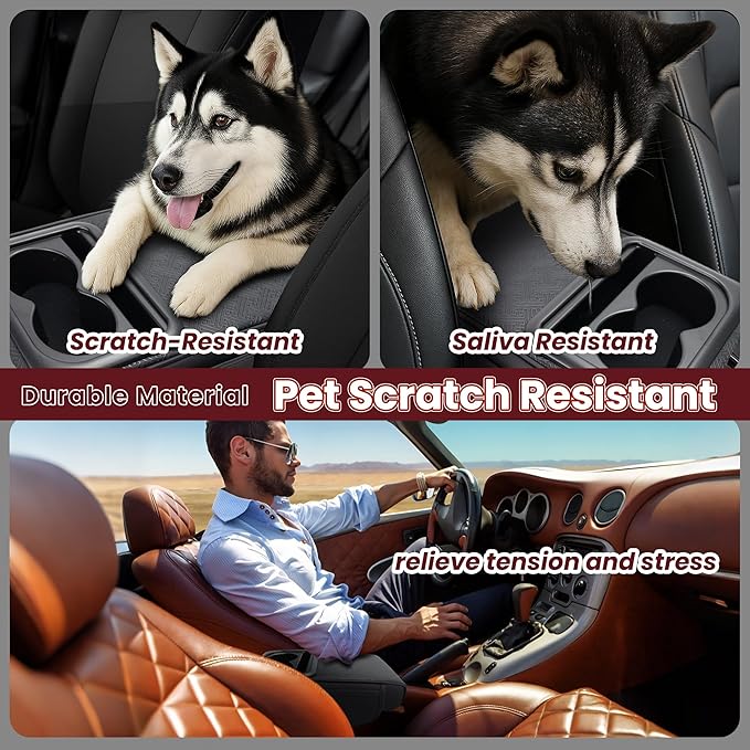 Car Armrest Center Console Cover with Cup Holder 2 Storage Box for Rear Seat Armrest Middle Console Cover 2.95 in Tall Relax Muscles Design, Ideal for Family Trips, Multi-Functional Center Console