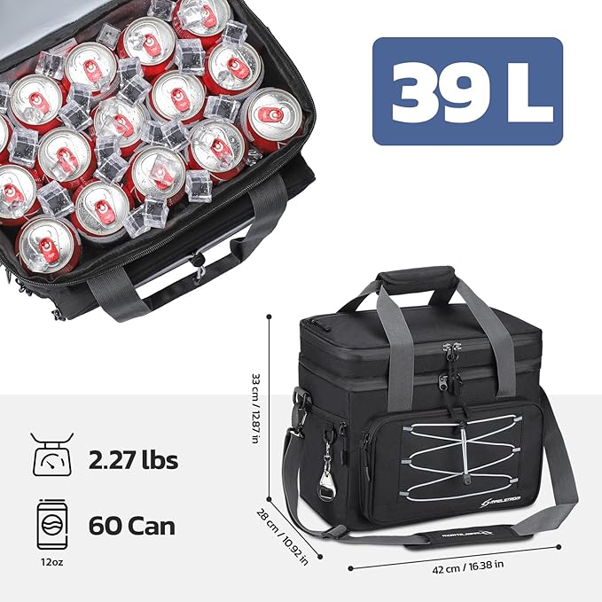 Maelstrom Portable Collapsible Soft Cooler Bag – 24/30/60 Cans Double-Deck Leakproof Ice Chest for Beach, Camping & Grocery