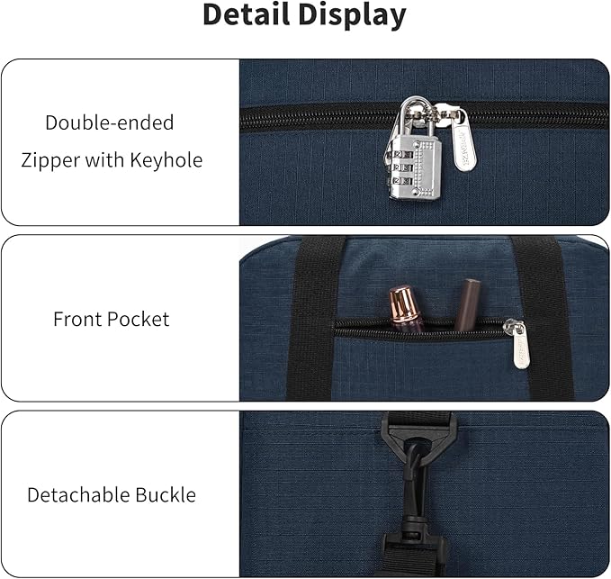 Small Gym Bag Carry On Bag - 12 in Mini Duffle Bag Lightweight for Overnight Travel- Navy Blue