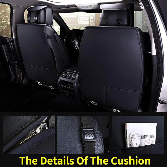 Aierxuan Front Car Seat Covers Universal Fit for Honda Civic Accord, Toyota Camry Prius Rav4 Corolla, Kia, Lexus, Nissan, Mazda, Jeep Cherokee and Most Cars, with Waterproof Leather (Black and White)