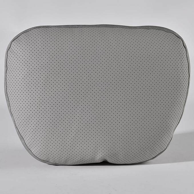 Genuine Leather Car Neck Pillow for headrest,Support Drive Seats Head Cushion,Real Cow Leather,11.8x7.5”,Plant-Based Polyester,Thickness & Height Adjustable,Inner Liner fillable(Grey,1p)