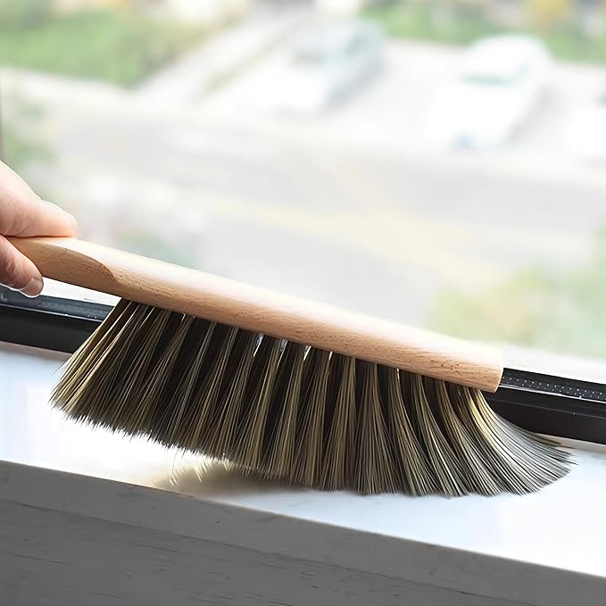 Soft Bristle Hand Brush Wooden Handle for Woodworking Shop Bench, Sawdust Removal Non-Scratch 14 Inch Long (Brown)
