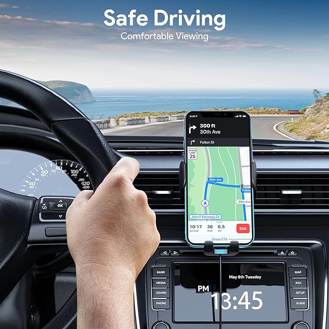 Wireless Car Charger, 15W Qi Fast Charging Auto-Clamping Car Phone Mount Charger Air Vent Phone Holder for iPhone 14/13/12 mini/12 Pro Max/11 Pro Max/Xs MAX/XR/8+,Samsung S23/S22/S21/S20 Plus/Note20