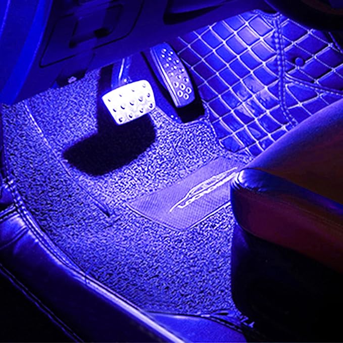 64 Colors Car Ambient Lighting Footwell APP Control Multicoloured Music Car Atmosphere Decorative Lighting Kit 1W DC 12V-24V