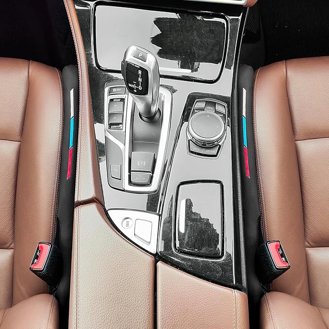Sports Style Leather Car Seat Gap Filler Spacer Universal Seat Gap Filler Plug Compatible with BMWSeries M1 M3 M5 X1 X5 X6 Z4 3 5 7 Series Console Stop Things from Dropping