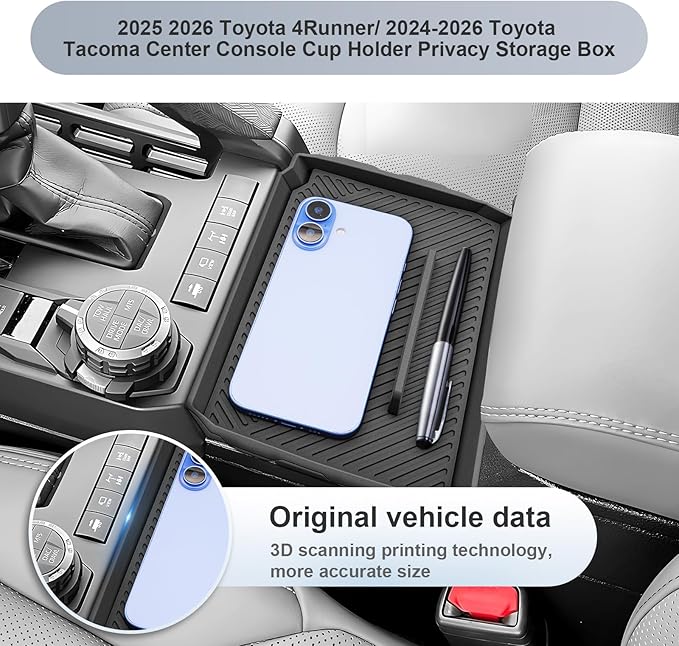 SKTU 2025 2026 4Runner Center Console Organizer for 2025 2026 Toyota 4Runner/ 2024-2026 Toyota Tacoma Center Console Cup Holder Privacy Storage Box 2025 2026 4Runner Accessories Cup Holder