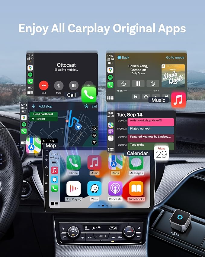 OTTOCAST Mini 3.0 (Pot) 2025 Wireless CarPlay & Android Auto 2-in-1 Adapter, Plug & Play, 5GHz WiFi, Auto Connect for iPhone & Android, Fits 98%+ OEM Wired CarPlay Cars