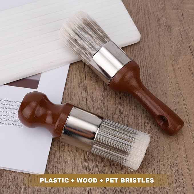 2pcs Furniture Salve Brush, Soft Bristles & Ergonomic Handle Leather and Wood Cleaner Brush Wax Cream Applicator Tool for Car Interiors & Home Cleaning Repair Maintenance