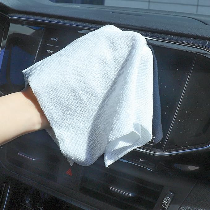 Tricol Clean 50PK Profesional Resuable Lint Free Microfiber Edgeless Cleaning Cloth Cleaning Rags,Absorbent Microfiber Wipes for Housekeeping, Car Cleaning(12 * 12 Inches) (white1)