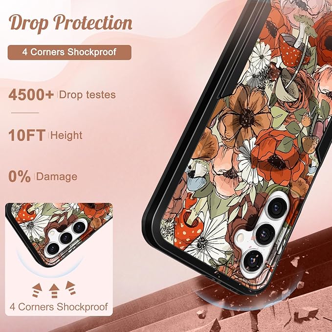 for Samsung Galaxy A14 5G Phone Case - Compatible with MagSafe Women Girls Cute Magnetic Protective Cover Girly Mushroom Flower Heavy Duty Shockproof Design for Samsung Galaxy A14 5G Cases