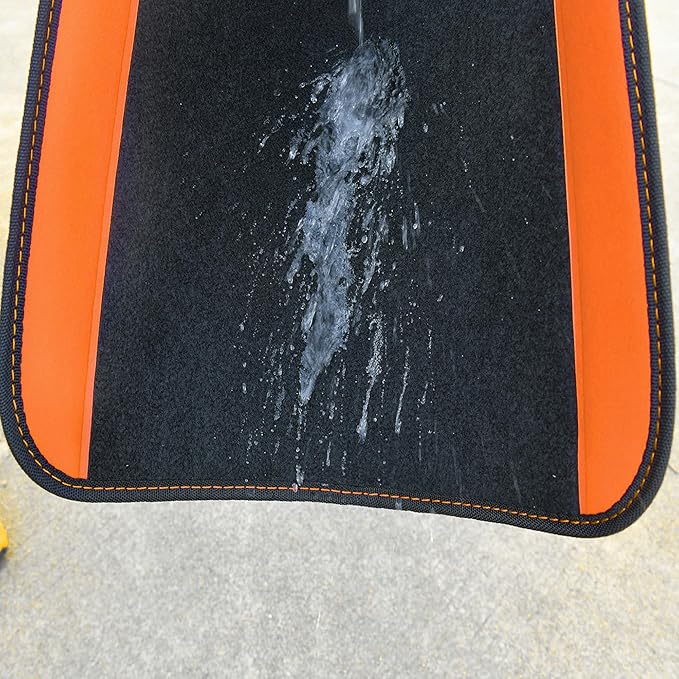 CAR PASS Waterproof Universal Fit Car Floor Mats, Faux Leather Car Carpet Mats,Car Mats with Anti-Slip Nibbs Backing & Driver Heel Pad Fit for SUV,Vans,sedans, Trucks,Set of 4pcs (Orange)