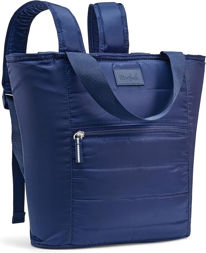 Fit & Fresh Mari Cooler Backpack for Women, Insulated Leakproof Soft Cooler Bag (12 Can), Lunch Tote, Beach Cooler, Lightweight Travel Picnic Tote, Navy