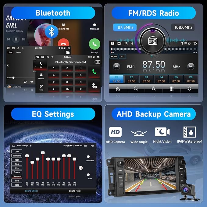 Car Stereo for Chevrolet Silverado Tahoe Suburban 2003-2006, for GMC Siera 2003-2007 Canyon, for Hummer H2 2003-2007 Wireless Carplay Android Auto,7'' Touch Scree Radio with GPS SWC Backup Camera