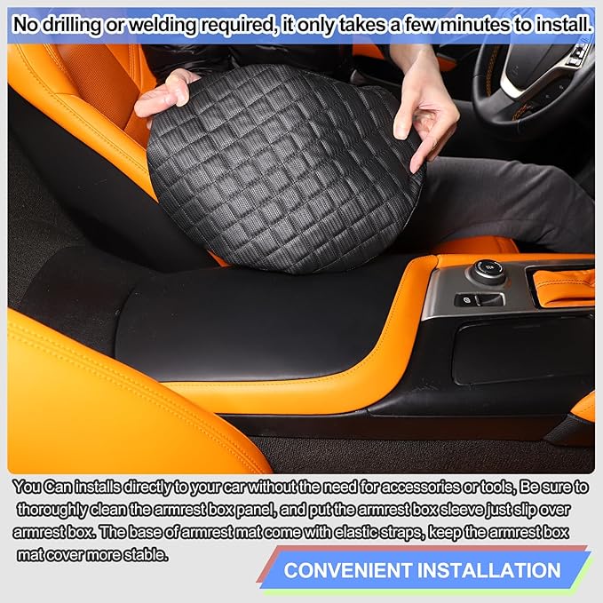 Center Console Cover Pad for Chevrolet Corvette C7 2014-2019 Accessories, Console Arm Rest Lids Cover Mat, Car Armrest Seat Box Cushion Protector, Armrest Pillow, Auto Armrest Cover (Leather_A)
