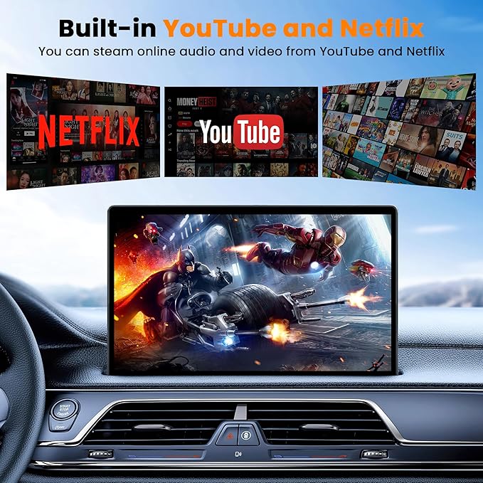 2026 Upgraded 3-in-1 Wireless CarPlay & Android Auto Adapter, Convert Wired to Wireless with USB-A/USB-C Cables, AI Box CarPlay Supports Netflix/YouTube/TF Playback for iPhone
