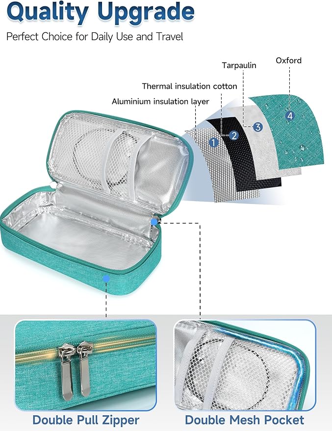 YOUSHARES Insulin Cooler Travel Case for Pen & Vials, Temperature Display Diabetic Medication Cooling Bag with Protective Ice Brick, TSA Approved Refrigerated Diabetes Supplies Carrying Organizer