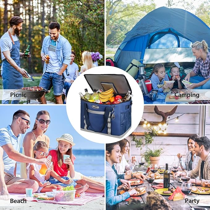 Maelstrom Collapsible Soft Cooler Bag,35/55/75 Cans Beach Cooler with Flip Top Lid, Ice Chest, Leakproof & Portable for Beach, Camping, Road Trips & Grocery Shopping