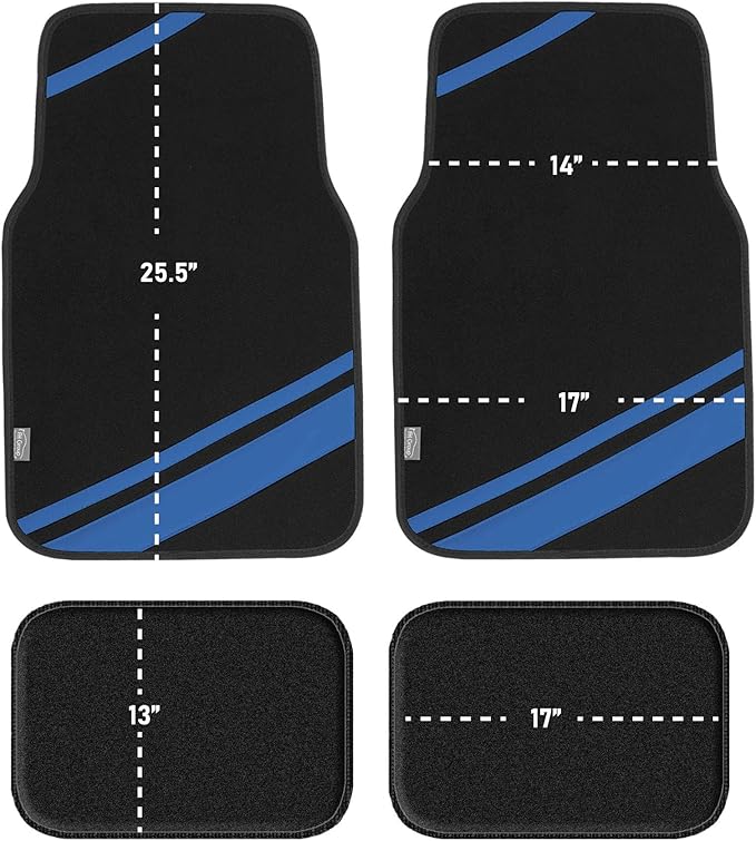 FH Group Car Floor Mats - Carpet Floor Mats for Cars, Universal Fit Automotive Floor Mats, All Purpose Car Floor Mats, Carpet Protector Mat for Most Sedan, SUV, Truck Floor Mats Blue