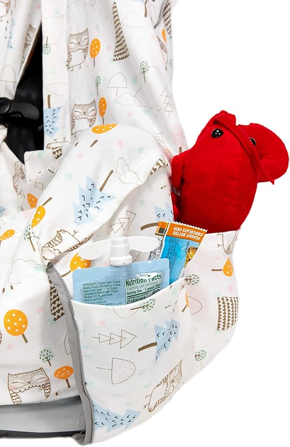 Niko Easy-Wash Children's Car Seat Cover & Liner - 100% Cotton Jersey - Owl Cream/Multi - Fits Most Toddler Car Seats - Universal Fit - Waterproof SEAT Bottom - Machine Wash and Dry