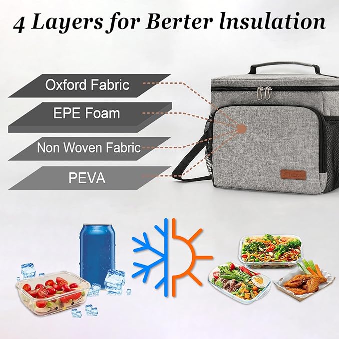 TuErcao Insulated Cooler Bag 6/24 Can Collapsible Leakproof Soft Sided Cooler for Car, Portable Foldable Small Ice Chest for Beach Camping Picnic Travel, 5/15qt Lunch Box for Men Work