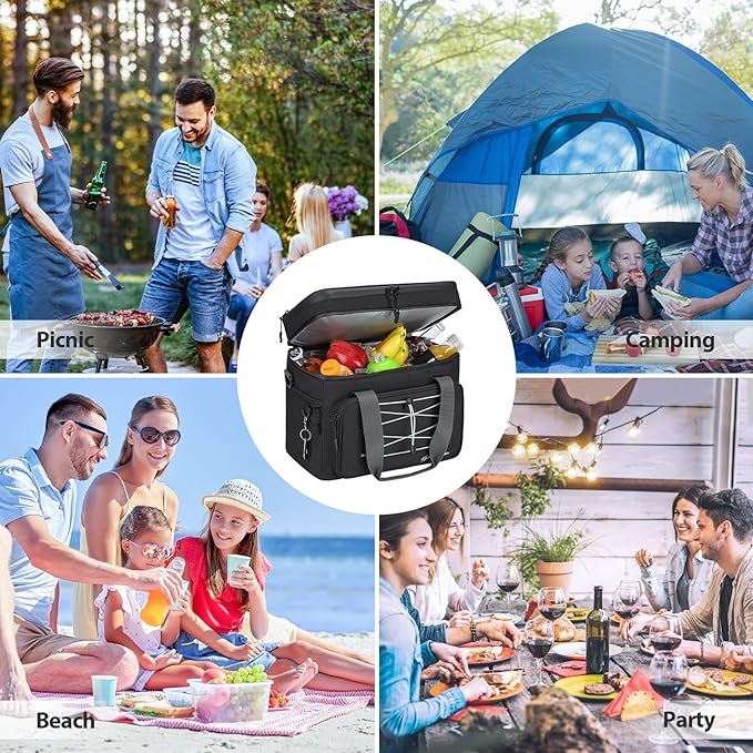 Maelstrom Portable Collapsible Soft Cooler Bag – 24/30/60 Cans Double-Deck Leakproof Ice Chest for Beach, Camping & Grocery