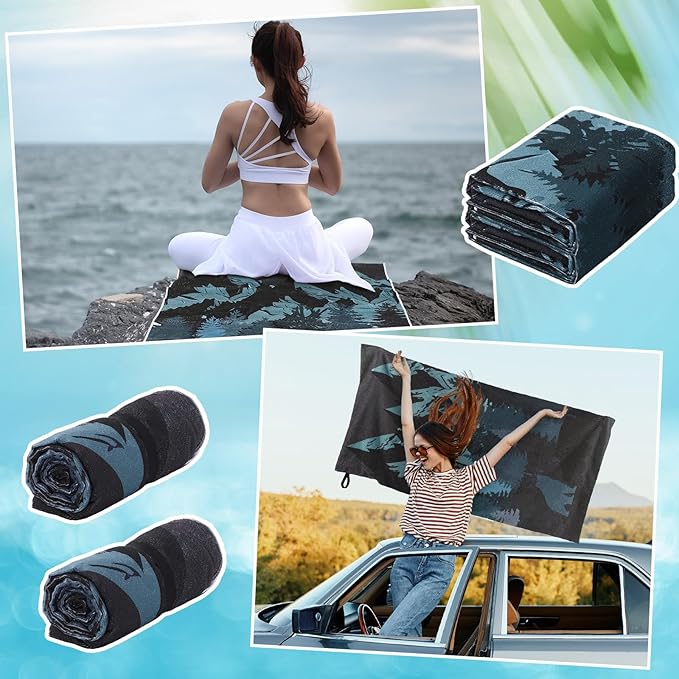 Hahafelt Car Seat Towel Covers Christmas Car Accessories Gifts Athletic Running Towel Performance Microfiber Post Workout Sweat Washable Cover Non Slip for Seat Outdoor Sport(Bear Ridge)