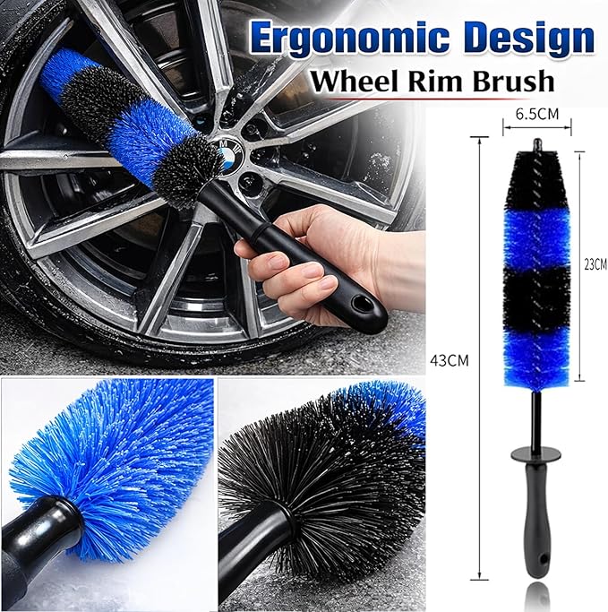 36Pcs Car Detailing Kit, Car Detailing Brush Set, Car Wash Cleaning Kit, Car Detailing Brushes, Professional Car Care Kit for Interior Exterior Wheels, Blue
