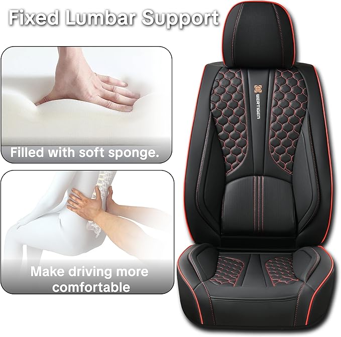 Red Edge Car Seat Covers for Ford Bronco Sport 2021-2025 Car Seat Cover, Leather, 5 Piece Full Set, Waterproof, with Lumbar Support, Suitable for All Seasons