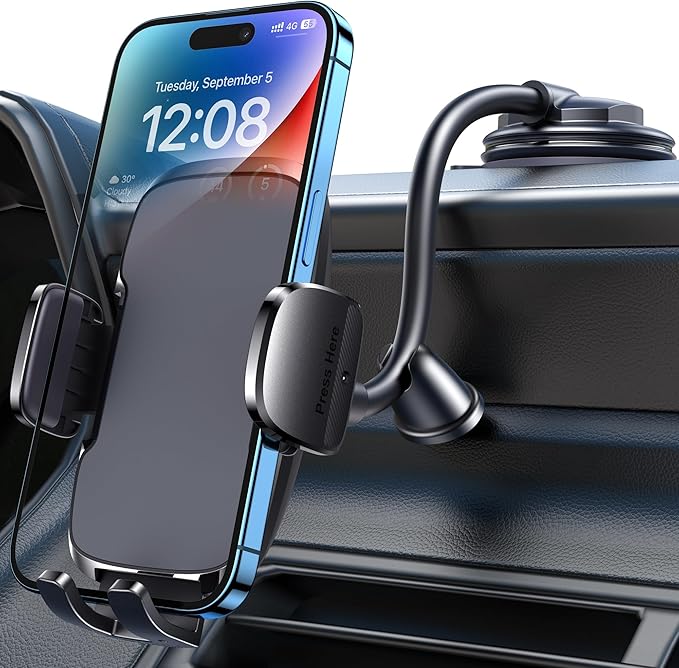 FESIYOYE Phone Mount for Car [6.2in Flexible Arm] Cell Phone Holder for Windshield Dashboard [Washable Strong Suction] Automotive Accessories Car Mount for iPhone Android Smartphone Universal Cradles
