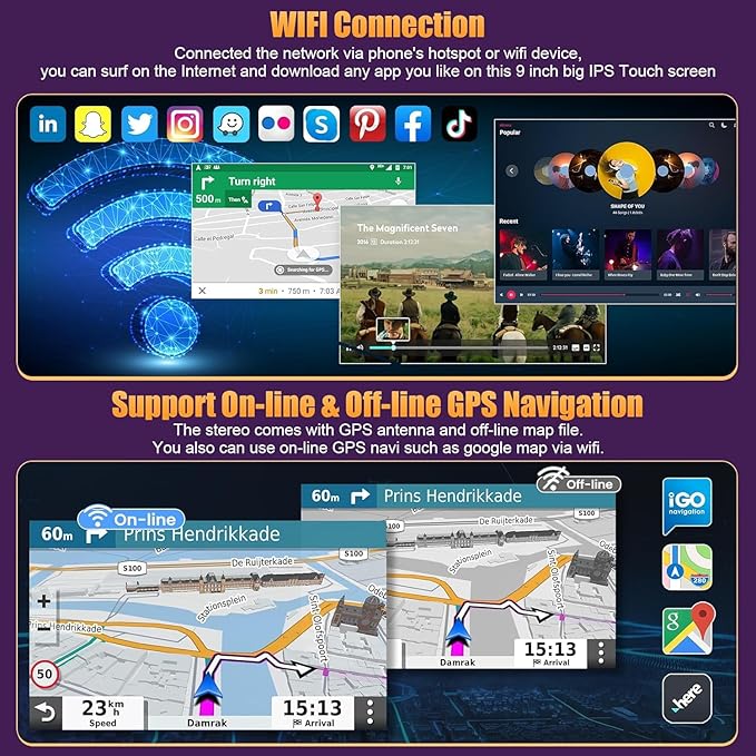 4G+64G Car Radio for Toyota Sienna 2011 2012 2013 2014, 9 Inch IPS Touch Screen Support Wireless Carplay&Android Auto Bluetooth/Voice Control/GPS/WiFi/Back-up Camera/SWC/FM Radio