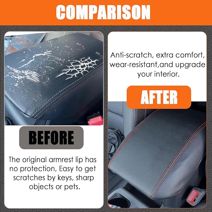 Center Console Cover for 2020-2025 Ford Explorer - Armrest Cover Middle Console Cover Durable Dog Scratch Proof for Explorer Interior Accessories 2025 2024 2023 2022 2021 2020 (Red Stitch