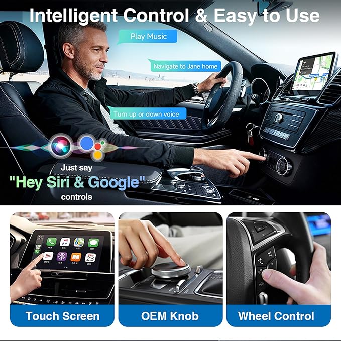 PWireless Wireless CarPlay Adapter & Android Auto Dongle 2026 Upgraded, Fast Auto-Connect, Stable Connection, Mini Size Plug & Play Adapter for iPhone & Android Auto Compatible Cars (Black)
