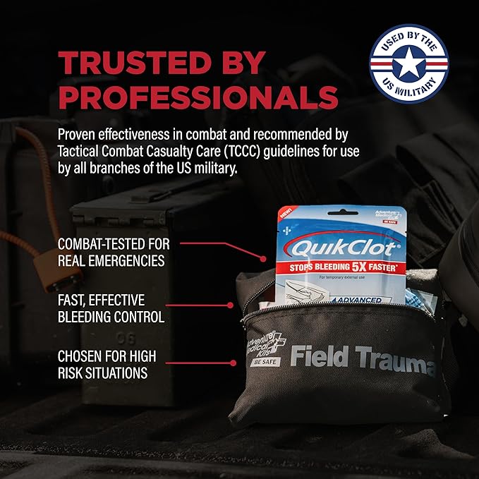 Adventure Medical Kits QuikClot Advanced Clotting Gauze - Stops Bleeding Up to 5X Faster Than Standard Gauze - Kaolin Hemostatic Dressing - for First Aid Kits & Survival Gear - 3 x 48