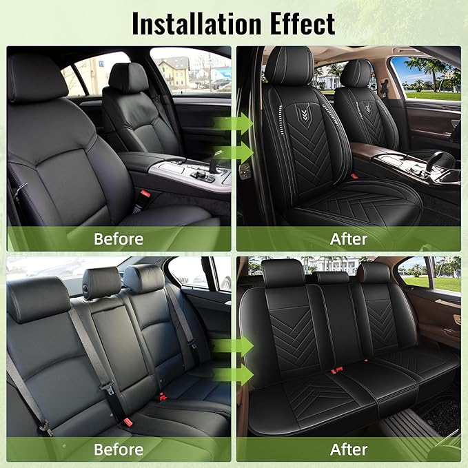 AOMSAZTO Car Seat Cover for Chevrolet Chevy Cruze 2011-2019 Full Set, Leather Car Seat Protector Waterproof, Non Slip Car Seat Cushion, Interior Seat Covers Automotive Accessories - Black