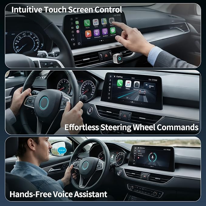 2026 Wireless CarPlay Adapter & Android Auto Dual System, Plug & Play Auto Connect Low Latency, USB-C Included, Compatible with Factory Wired CarPlay Cars for iPhone iOS 10+