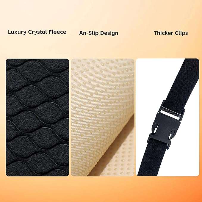 Seat Covers Black Crystal Fleece, 48 x 21 Inch, Extra Large Seat Cushion Luxury Crystal Fleece Anti-Slip Design