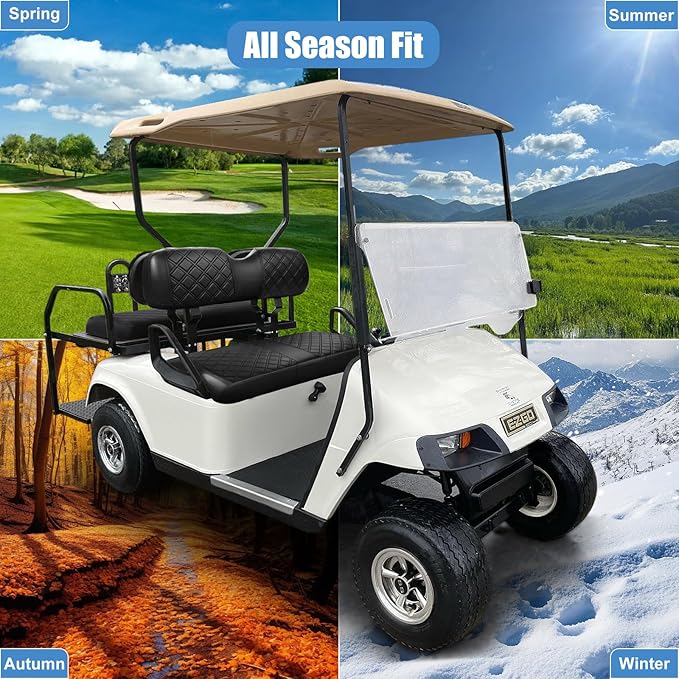 EZGO Seat Cover, Golf Cart Front Seat Cover Fit for EZGO TXT 1994-2013 and EZGO RXV OEM Ordinary Seat Cushion, Concave and Convex Design Appearance, Thick Vinyl Leather Comfortable/Breathable/Anti-Fad