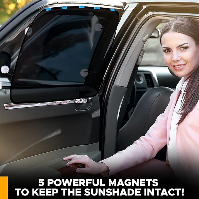 EcoNour Magnetic Car Side Window Sun Shade (1 Pack) | Rear Window Sunshade Covers & Blocks UV Rays | Baby Shades for Side Windows Ensures Privacy Protection | Baby Car Travel Accessories (26"x19")