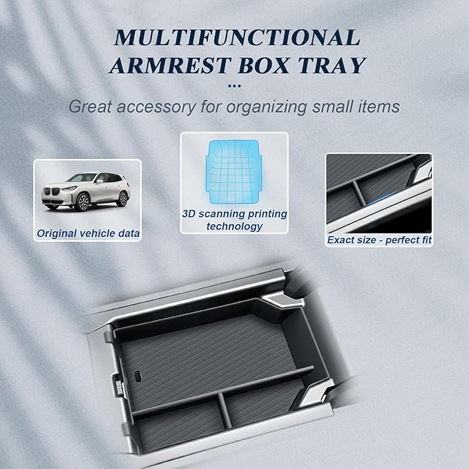 BIBIBO 3Packs 2025 2026 X3 G45 Center Console Organizer for 2025 2026 BMW X3 G45 (30 xDrive/M50 xDrive) Console Trays+ Insert Cup Holder Organizer + Armrest Hiddlen Storage Box
