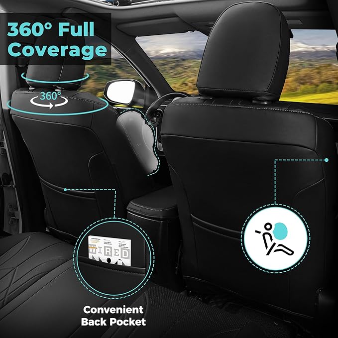 for Toyota RAV4 Seat Covers 2013 2014 2015 2016 2017 2018 RAV 4 XLE SE Limited Platinum Adventure (not for LE&Hybrid) - Custom Leather Car Seat Covers Full Set - Black