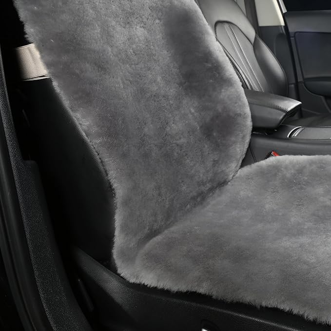 Natural Fur Sheepskin Universal car seat Covers for seat Cushion Auto Accessories, (High Grade Grey, Universal Fit)