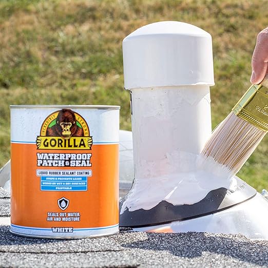 Gorilla Patch & Seal Liquid Rubber Waterproof Sealant, White, 32 Ounce (Pack of 6) - Seals Out Water, Air, and Moisture