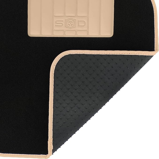 Universal Car Mats Rubber Edge Carpet Beige Non-Slip Washable Mats Front 45 x 65 cm Rear 44 x 33 cm